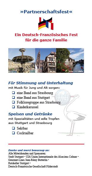 50 Jahre Stuttgart–Strasbourg Eine lebendige Städtepartnerschaft  - Ein Deutsch-Französisches Fest  -  für die ganze Familie